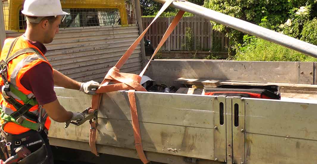 a sheffield brook scaffolding expert unloading scaffold from a scaffold truck