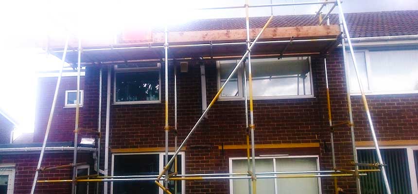 our sheffield emergency scaffolders making domestic scaffolding on a sheffield home safe once more