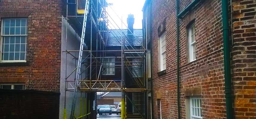 short hire contract scaffold erected with building access